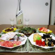 【家飲み/日本酒】 播州一献 七宝 純米 澱絡み生 * 道の駅のお惣菜と スーパーのお刺身