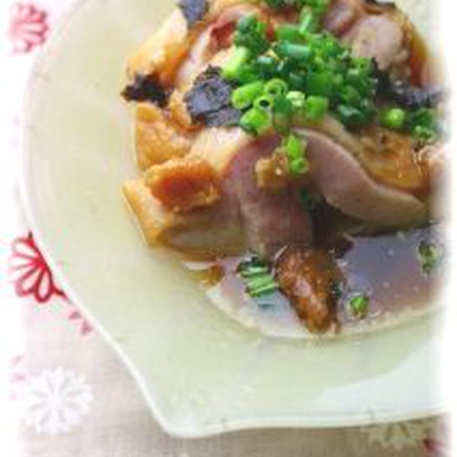 鶏肉の梅にんにく蒸し。　と献立。