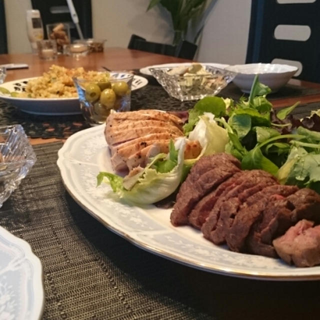 炊飯器でローストビーフ＆ポークな夕食