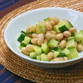 和えるだけ〜簡単＆ヘルシーオナカも満足！水煮大豆とキュウリの簡単サラダ。