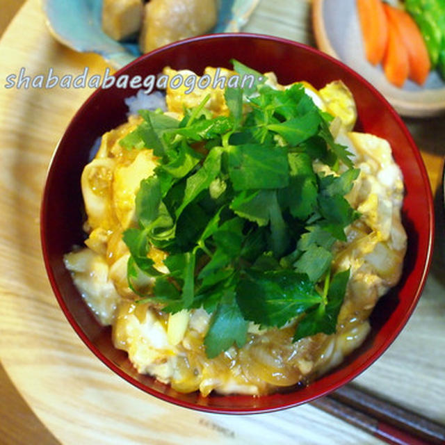 簡単すぎる☆ふわとろ豆腐卵丼とスイッチポンde里芋の煮物とやっぱり変♪