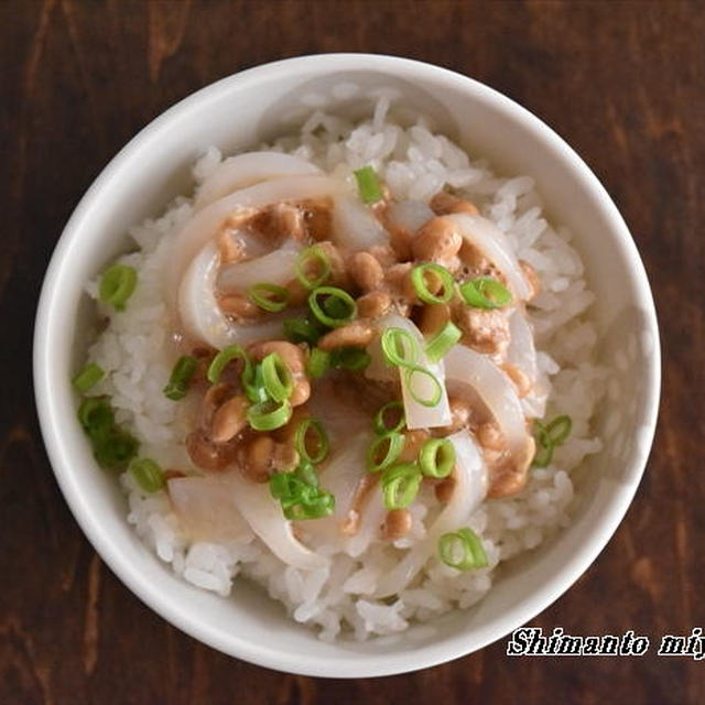 今日の のっけごはん～イカ納豆のっけごはん～