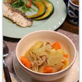 豚肉と野菜のカレースープ煮　お魚プレート