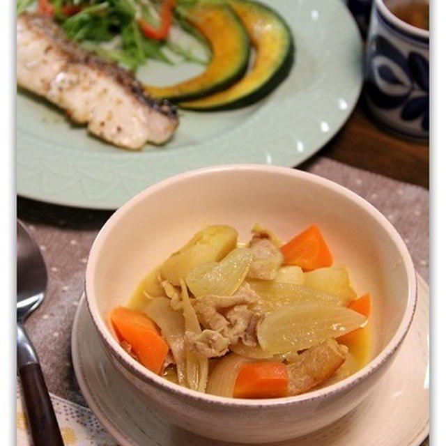 豚肉と野菜のカレースープ煮　お魚プレート