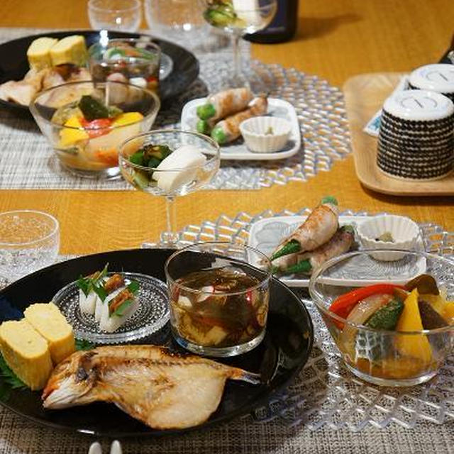 ワンプレートおつまみとオクラの豚巻き