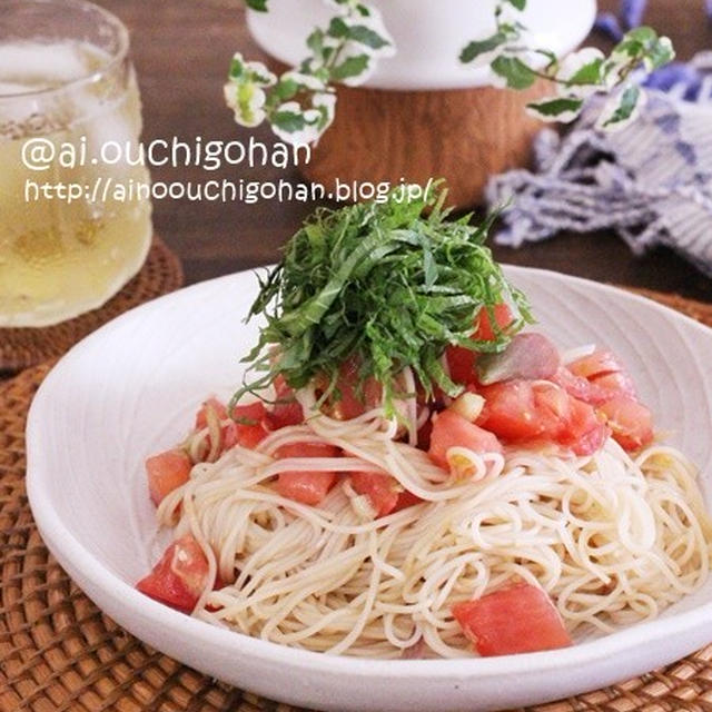 【レシピ】連載開始♡薬味たっぷりぶっかけツナトマトそうめん♡#そうめん #トマト #水 #夏レシピ #素麺