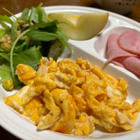 牡蠣だし醤油とマヨネーズのスクランブルエッグ♡