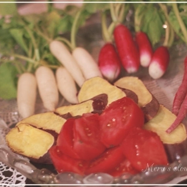 蓼科の新鮮お野菜でバーニャカウダとてんぷら～♪