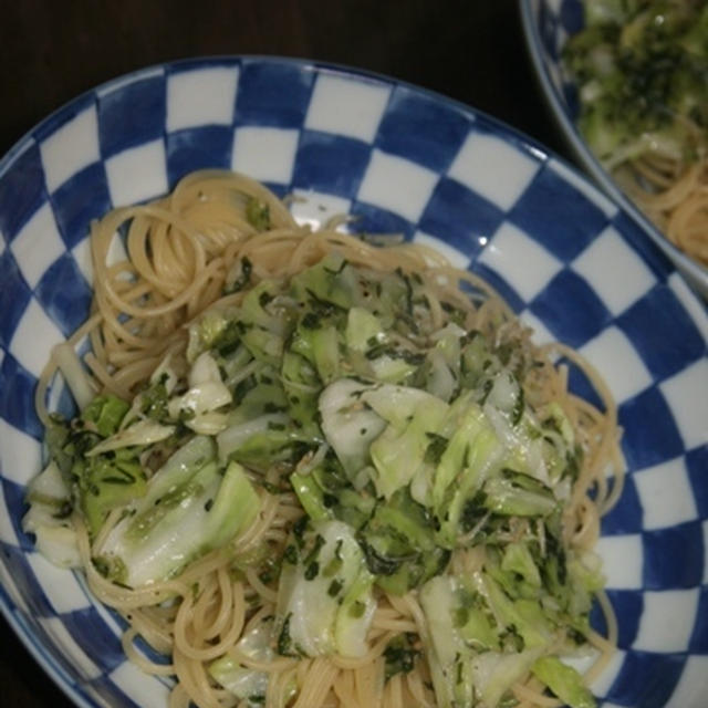 3月16日　　春キャベツと高菜ちりめんの パスタ