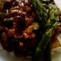 「茄子とグリーンアスパラガスのキーマ風カレー」