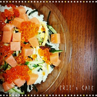 【うちごはん】ｸﾘｽﾏｽ&お正月に♪ｻｰﾓﾝといくらのちらし寿司