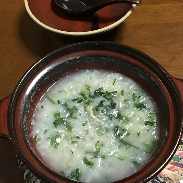 朝粥 ♡鶏&ほうれん草