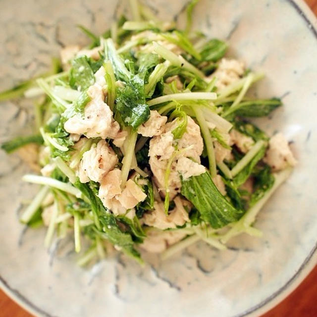 鶏むね肉と水菜の棒棒風マリネ