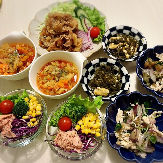 常備菜とストック材料で夜ごはん