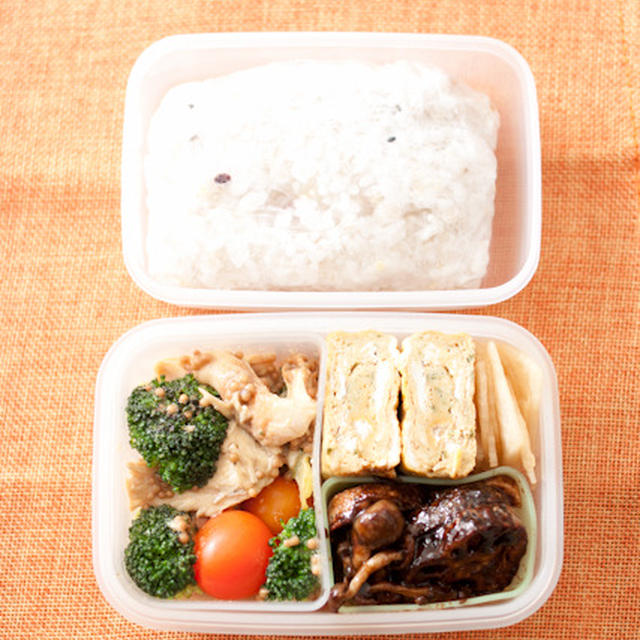 お弁当（真夜中制作）『鶏とブロッコリーのマスタード和え』