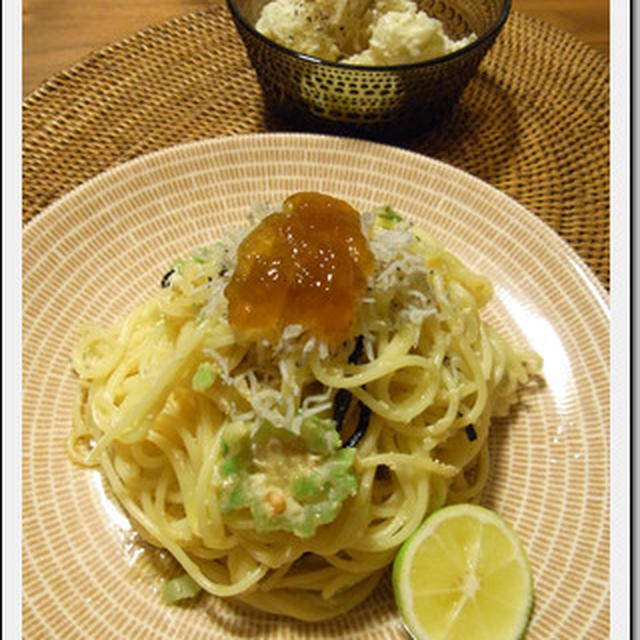 ジャコとオクラの明太子パスタ