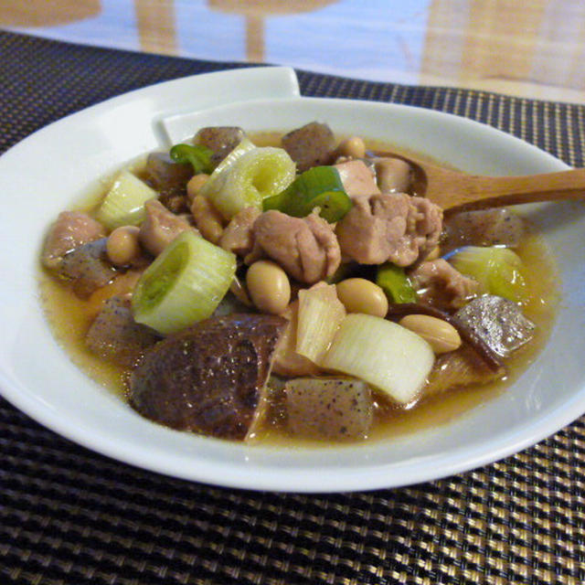 大豆と鶏肉の汁煮♪