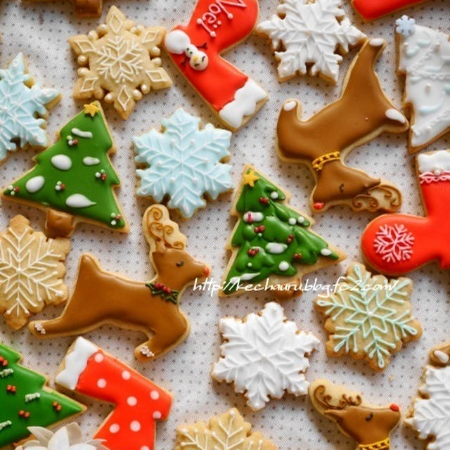 クリスマスのアイシングクッキー、Xmasアレンジメント☆