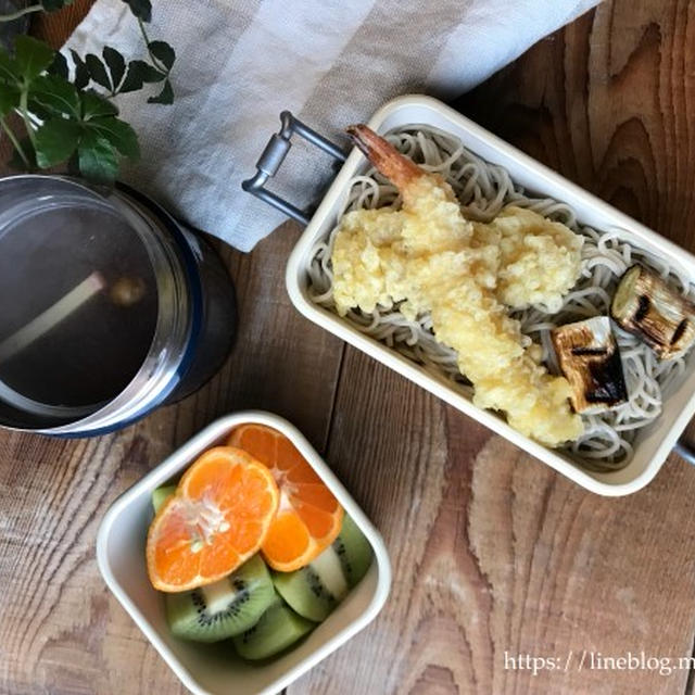 息子の✳︎天ぷらつけ蕎麦弁当♡