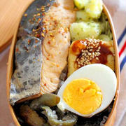 ごはん見えない系　夫のわっぱお弁当