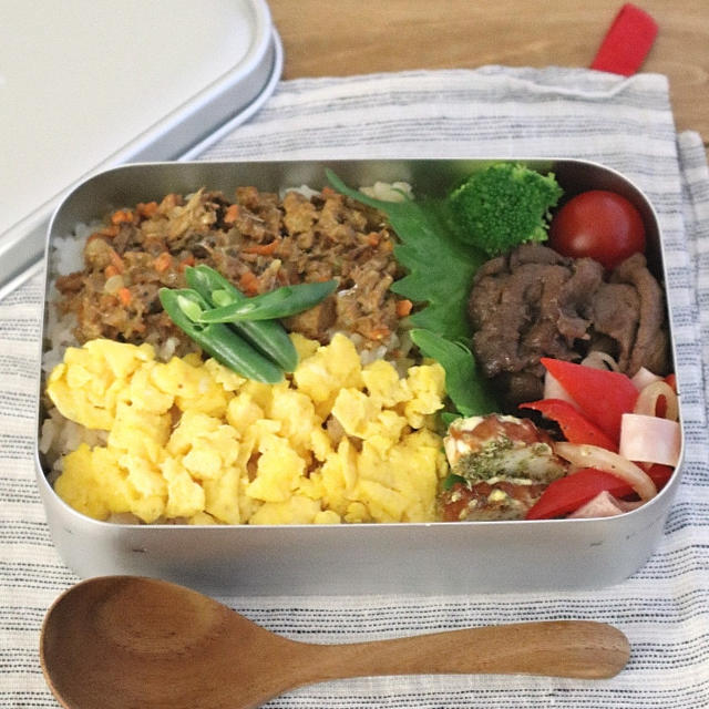 【#高校生弁当】カレー風味のさばそぼろ弁当♪