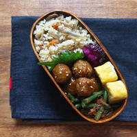 鶏団子の生姜焼き♪♪炊き込みご飯弁当