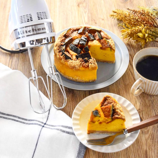 キッチンエイド  ハンドミキサーでとっても簡単♪【かぼちゃのカラメルチーズケーキ】#コッタ