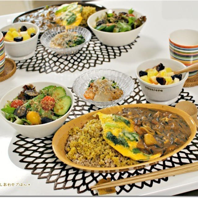 豚汁とひじき煮リメイクで和風カレー　1日の朝ごはん