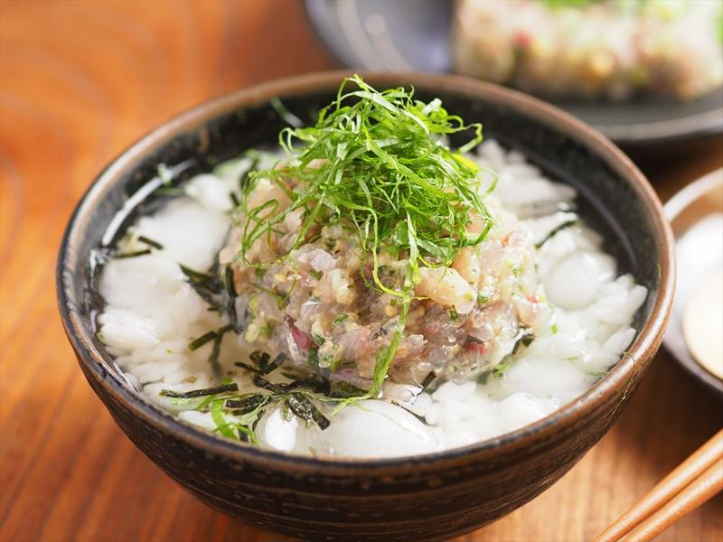アジなめろうの冷やし茶漬け