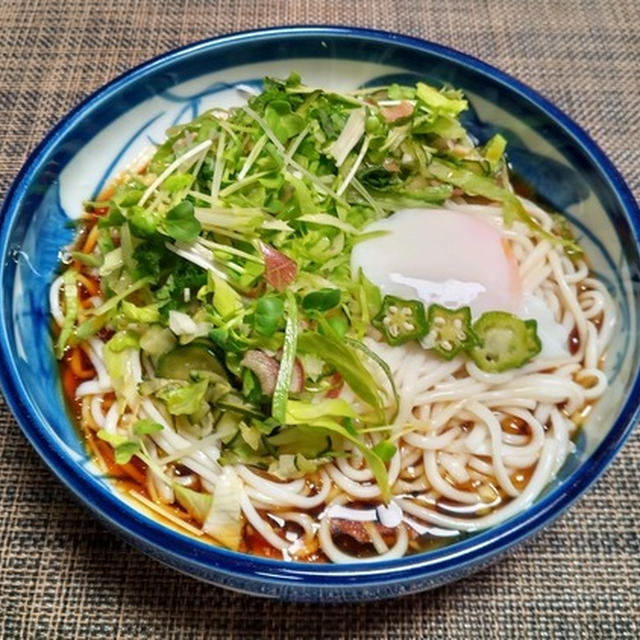 香味野菜たっぷりぶっかけ素麺温玉のっけ♪☆♪☆♪