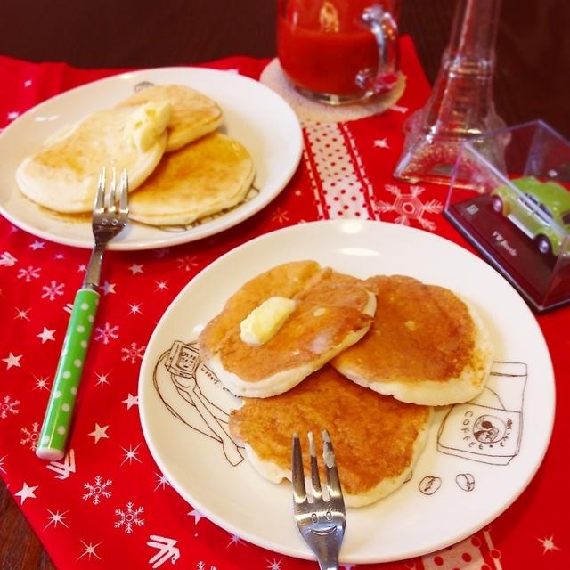 卵ナシ‼ノンオイル‼材料4つでもちもちパンケーキ♡