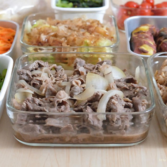 今週の作り置き。084W（弁当用・晩ごはん用・冷蔵庫一掃兼ねて）