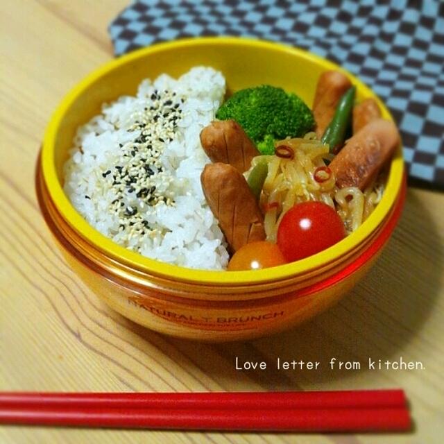 ウィンナー×もやしの南蛮漬けのお弁当。