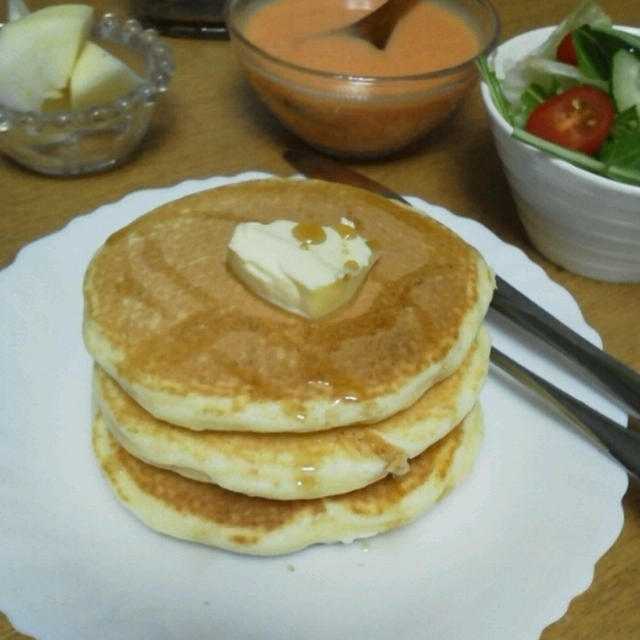 パンケーキの朝ご飯