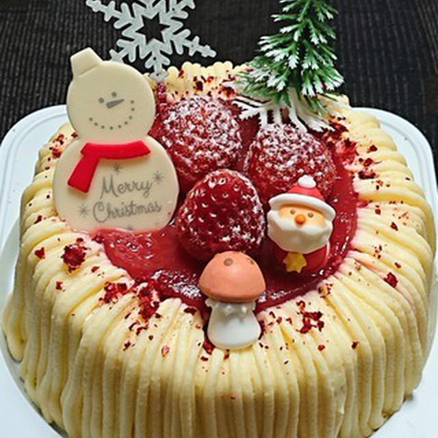 菜花とちくわのわさび和えとクリスマスケーキ