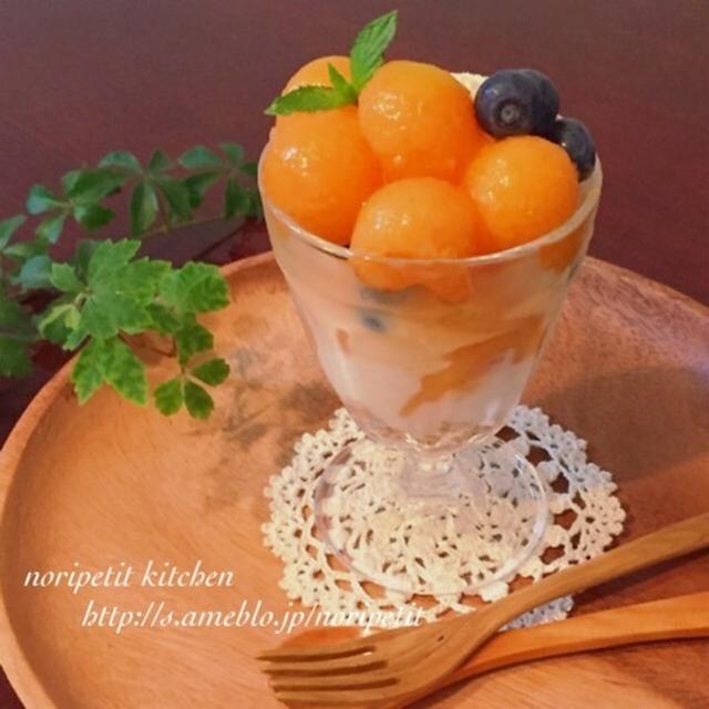 完熟メロンたっぷり♡水切りヨーグルトdeメロンパフェ♡とバジルフェス♪
