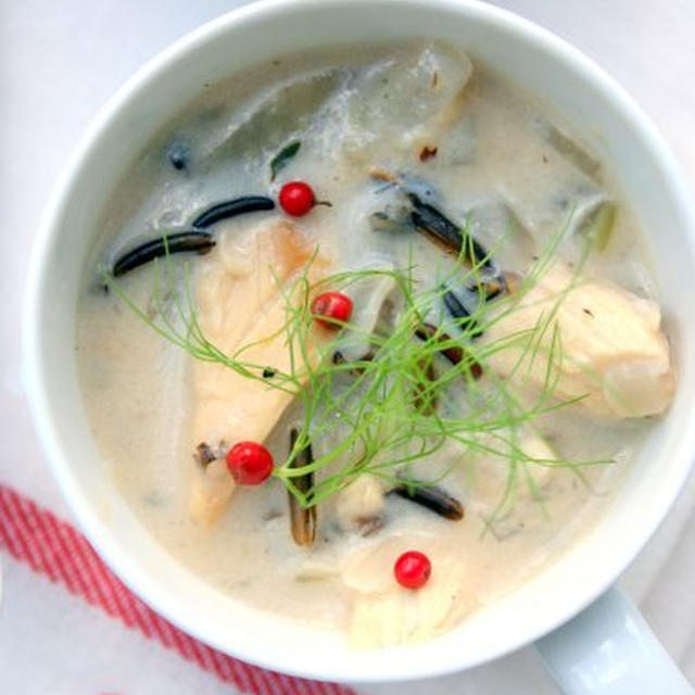 Chicken and Fennel Wild Rice Soupチキンとフェンネル入りワイルドライススープ
