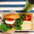 プルコギバーガー＆厚焼き卵サンド＆トマトのコンポート弁当・メダカ