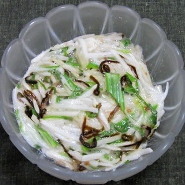長芋とオクラと塩昆布の梅風味和え