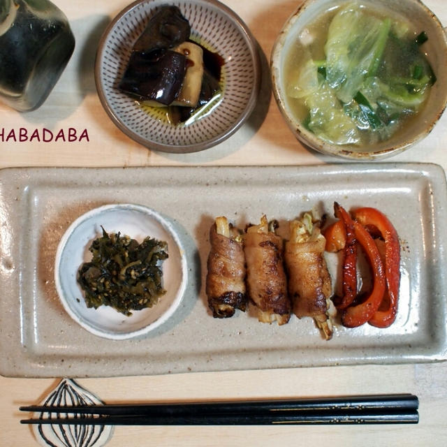 巻いて焼くだけ♪白菜の豚バラ巻きとお代わりしたくなるスープ