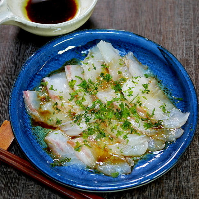 もう一品っていう時のパパッと「鯛の和風カルパッチョ」＆「カルディーのウニパスタソース」