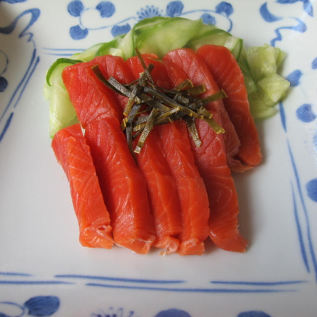 紅鮭の昆布締め＆しらす干しと梅干しのまぜご飯