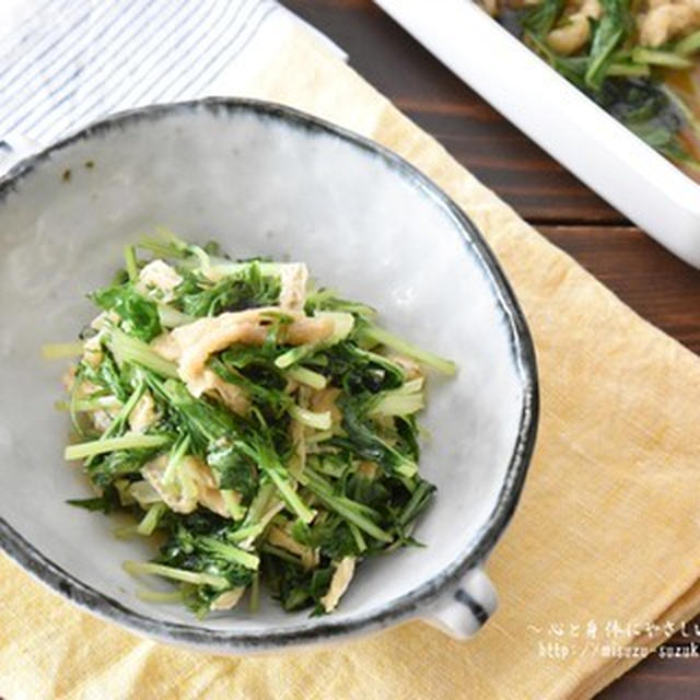 5分で副菜作り置きおかず♪水菜と油揚げの煮浸しレシピ