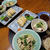 レシピ付き献立　れんこんのはさみ揚げ・きのこの卵とじ・めの葉豆腐・まつたけの土瓶蒸し・まつたけご飯