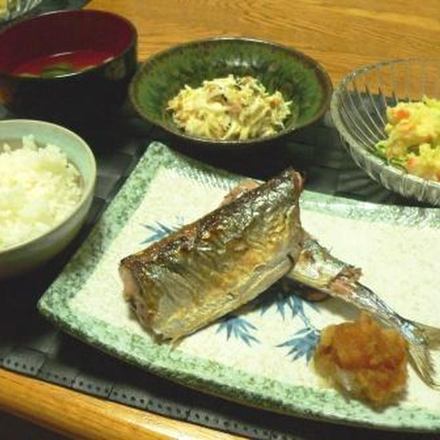 晩御飯三日分、さんま、塩麹唐揚げ、タコライス