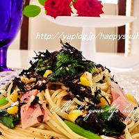 ほうれん草とベーコンとのり・ピリ辛☆パスタ