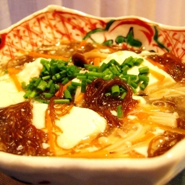 もずく餡豆腐と晩ごはん