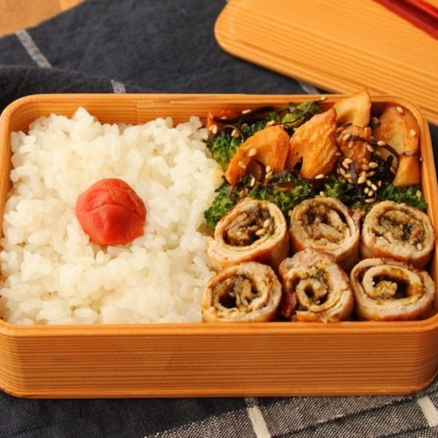 フライパン1つで簡単！「海苔佃煮の肉巻き」「ちくわと野菜の塩昆布炒め煮」2品弁当