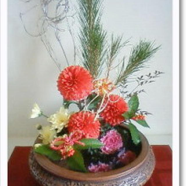 ＊圧力鍋で簡単♪時短♪黒豆煮とお正月のお花＊