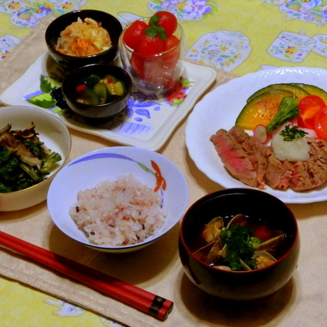 焼き舞茸と春菊のポン酢和え